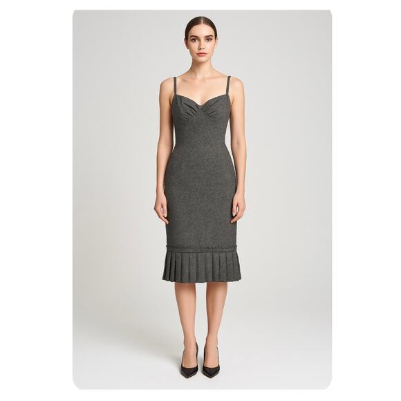 Vintage D&G Dolce & Gabbana Tweed Wool Blend Sheath Y2K Dress US 4 IT 40 Gray - Picture 1 of 16